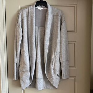 Nine West Light Gray Open-Front Cardigan Sweater